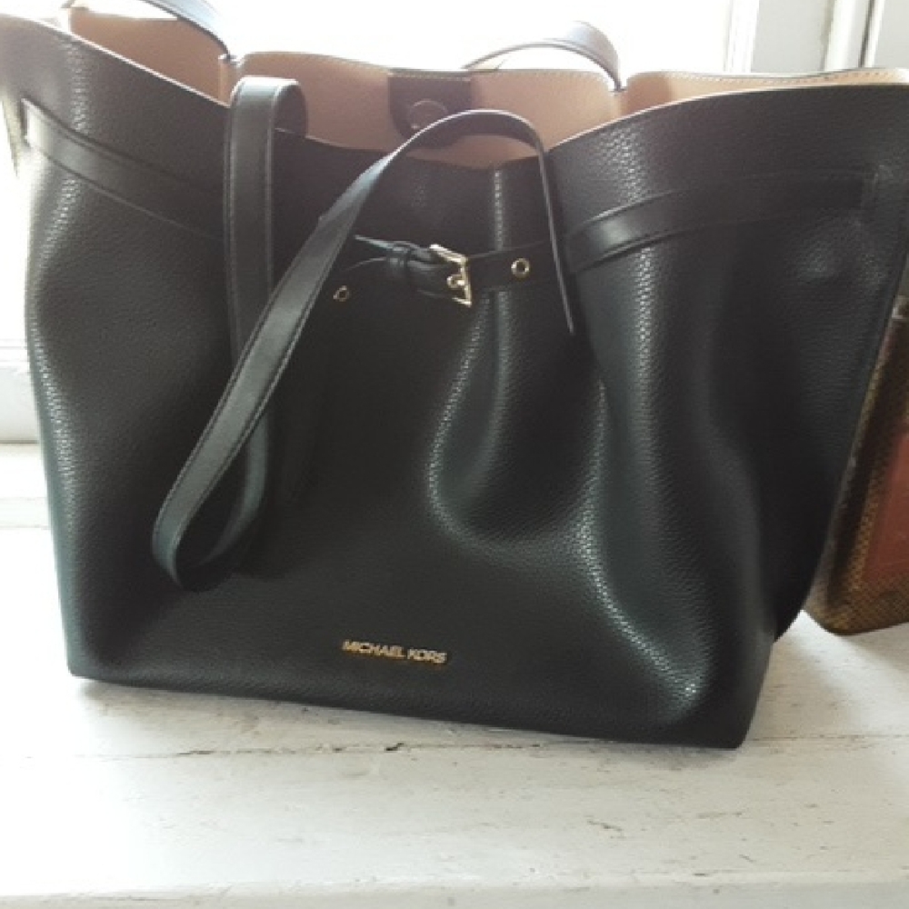 Michael Kors Black Leather Tote Bag